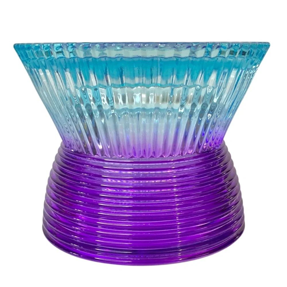WHITE BARN Faceted 3 Wick Glass Pedestal Candle Holder